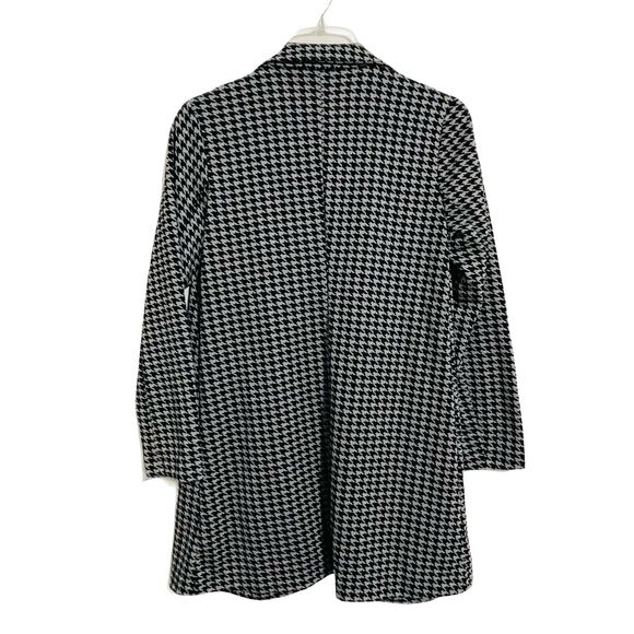 Joan Vass New York Houndstooth Blazer Size S Black Gray Longline Stretch Office - Picture 4 of 9